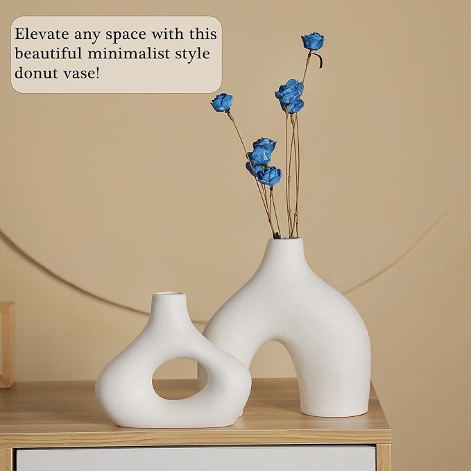 CEMABT White Ceramic Vase Set of 2 - Image 4