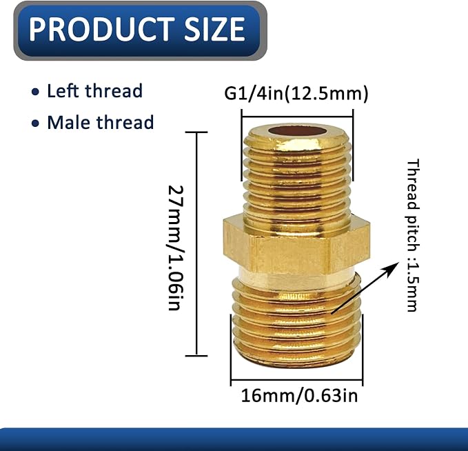 1 Pcs M16 x 1.5mm Male to G1/4in Male Adapter, Welding Hose Coupler Adapte - Image 2