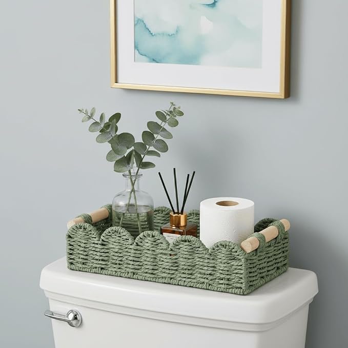 CubesLand Toilet Paper Storage Basket Organizer, Small Wicker Decor Basket | - Image 2