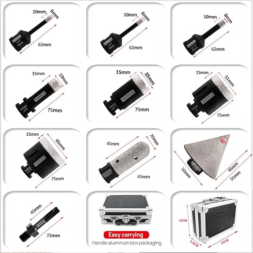 Diamond Tile Hole Saw Kit 10-Pack, DT-DIATOOL Diamond Core Drill Bits Set - Image 2