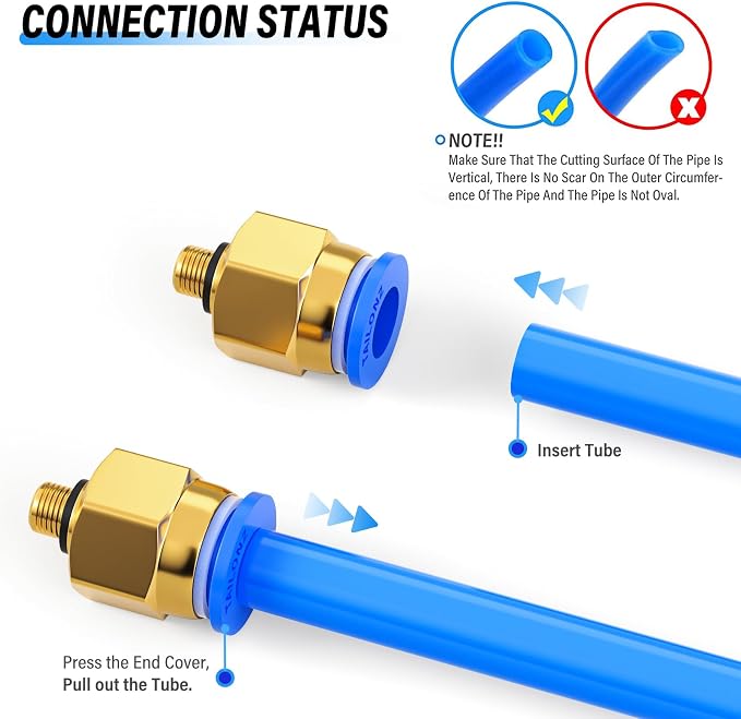 TAILONZ PNEUMATIC Blue Straight 4mm Tube OD x M5 Thread Push to Connect Fitting - Image 6