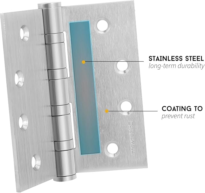 goldenwarm 3 Pack 4 x 4 Inch Ball Bearing Door Hinges Heavy Duty Stainless - Image 4