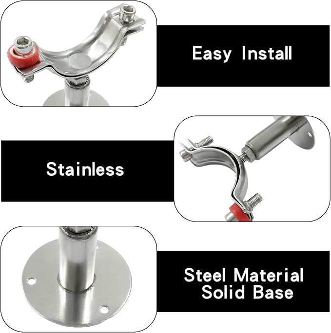 1 Pcs 1inch Adjustable Ceiling Pipe Support Stainless Steel Bracket | OD Pipe - Image 4