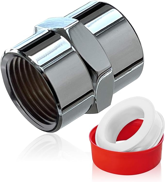 Brass Pipe Fitting-1/2" NPT Female×1/2" NPT Female Pipe Coupling-Chrome Plated by FANOVO