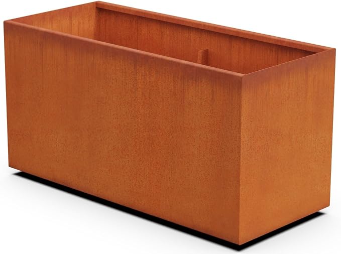 Large Rectangular Planters for Outdoor Plants – 46x20x24 Inch Corten Steel by Plantercraft