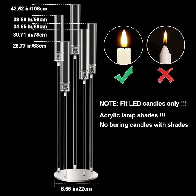 42.5inch 10pcs Acrylic Candelabra Centerpieces - Image 2