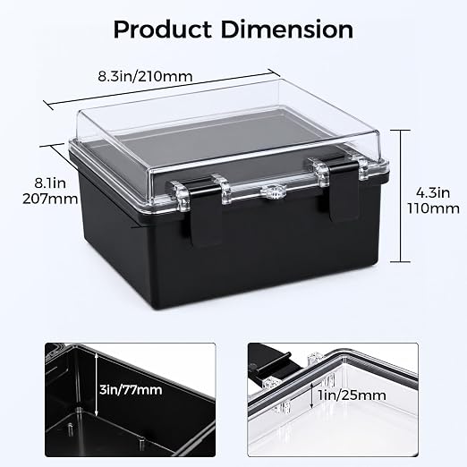 Junction Box IP67 Waterproof Electrical Box ABS Plastic Hinged Shell - Image 3