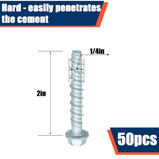 Tandefio 50 Pack 1/4 x 2 Concrete Anchors and Screw Kits Galvanized | Large - Image 2