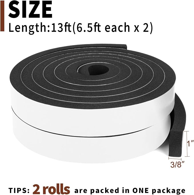 Yotache Foam Insulation Tape 2 Rolls 1" x3/8", Total 13 Ft | High Density Foam - Image 4