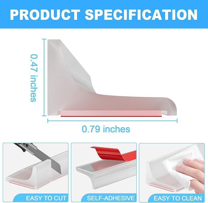 Duzzy 67 Inch Shower Threshold Water Dam Guard, Silicone Rubber Shower Door - Image 2
