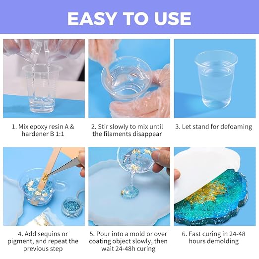 68OZ Crystal Clear Epoxy Resin Kit, Self Leveling, No Bubbles, Not Yellowing - Image 5