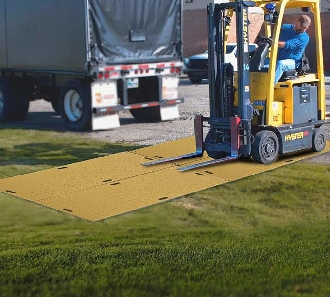 10 Pk 2' x 8' - 1/2" Thick Heavy Duty Tan Ground Protection Mats - Easily - Image 4