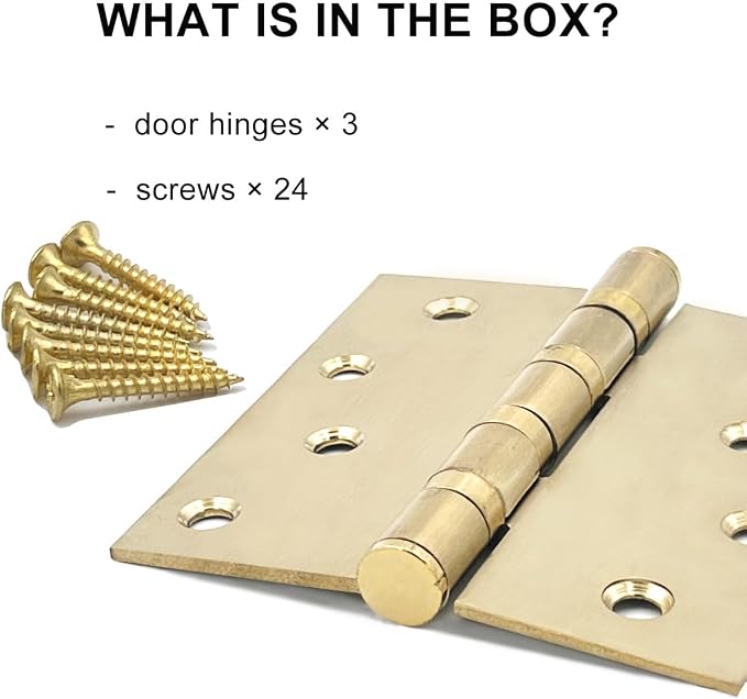 VOLUKA 3 Pack Stainless Steel 4'' Door Hinges - Image 3