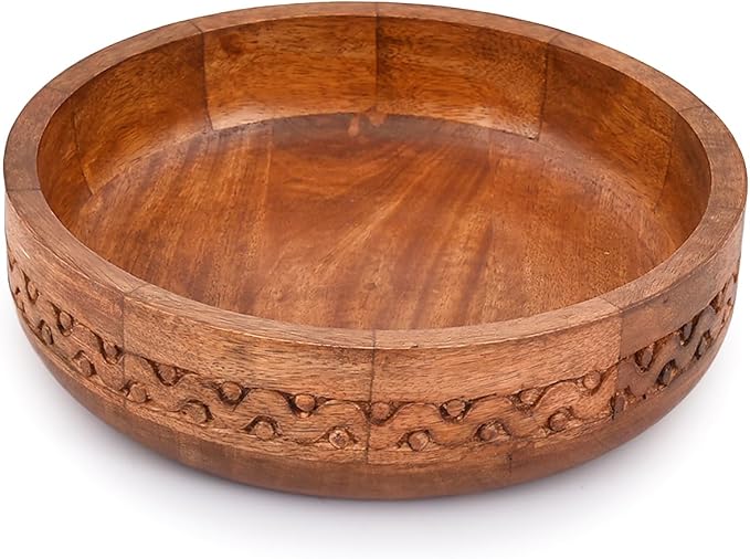 EDHAS Mango Wood Decorative Round Carved Bowl by EDHAS