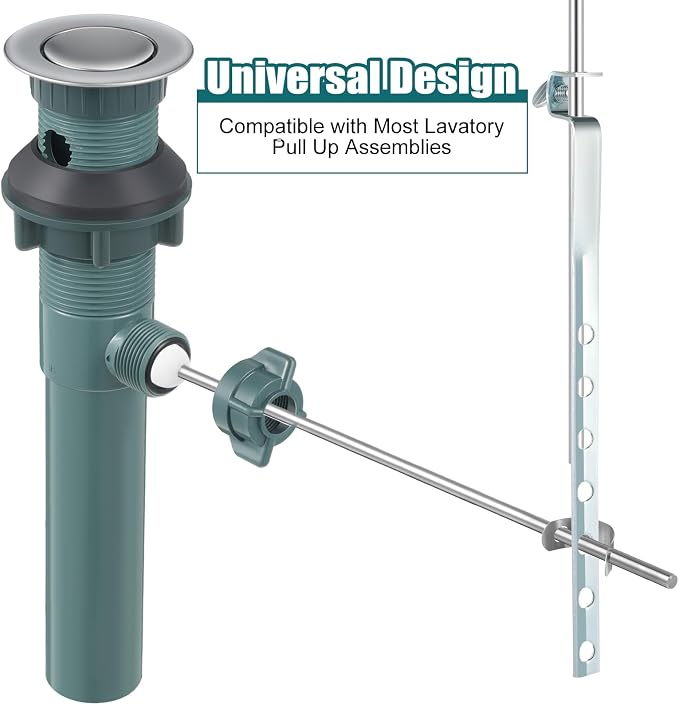 Enhon 2 Pack Universal Lavatory Pop Up Drain Lift Rod, and Spring Clip Kit - Image 2
