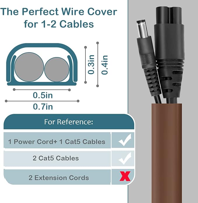 ZhiYo Wire Covers for 2 Cords, Wire Hider on Wall Mounted, Cord Cover Kit - Image 2