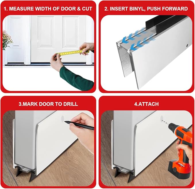1" x 32" White Aluminum Storm Door Sweep Replacement Weatherproof Bottom Seal - Image 5