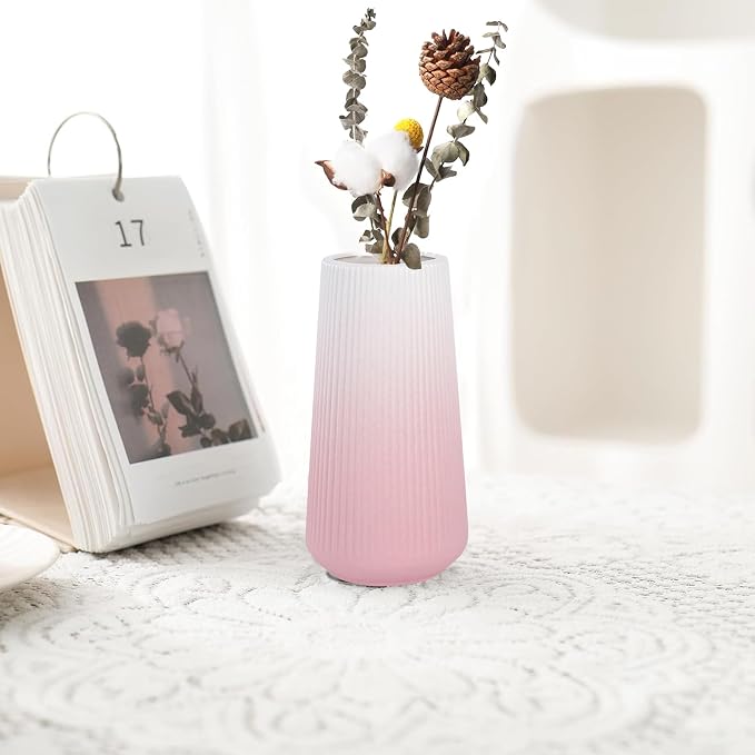 Gradient Pink Ceramic Vase, GUKJOB Cute Flower Vase - Image 5