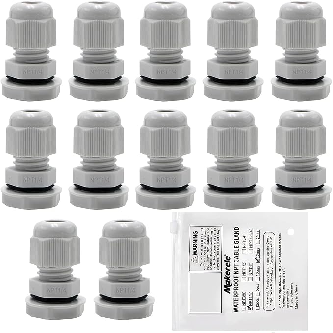 MAKERELE NPT 1/4” Cable Glands IP68 Waterproof Strain Relief Cord Connector | by MAKERELE