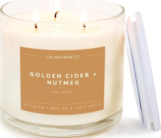 Calyan Wax Co. Golden Cider & Nutmeg 3 Wick Scented Candle by CalyanWaxCo