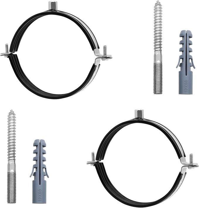 2 Pcs 4.9-5.1 Inch Split Ring Pipe Hanger, 125-130mm Heavy Duty Adjustable Pipe by AKIHISA