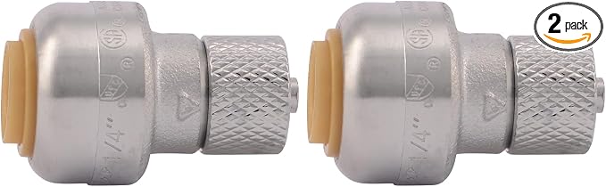 SharkBite 1/4 Inch x 1/4 Inch Compression Stop Valve Adapter, Chrome Finish by SharkBite