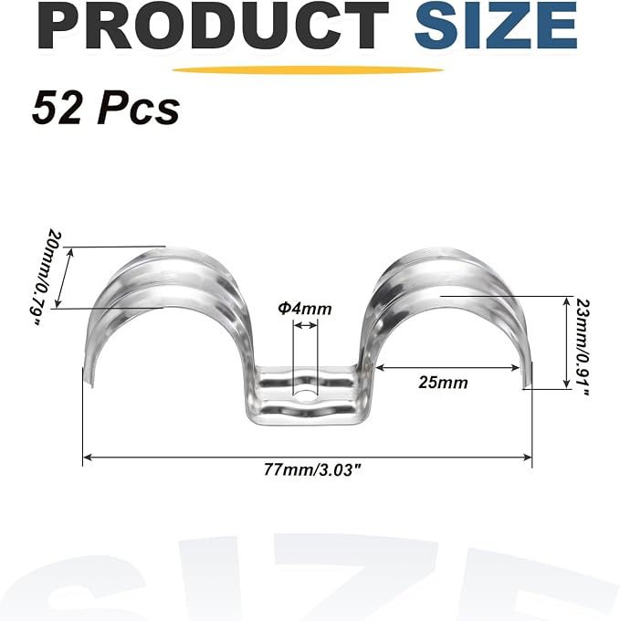 MECCANIXITY 52pcs Conduit Clamp 1 Inch 25mm, 2 Hole Stainless Steel Pipe Strap - Image 2