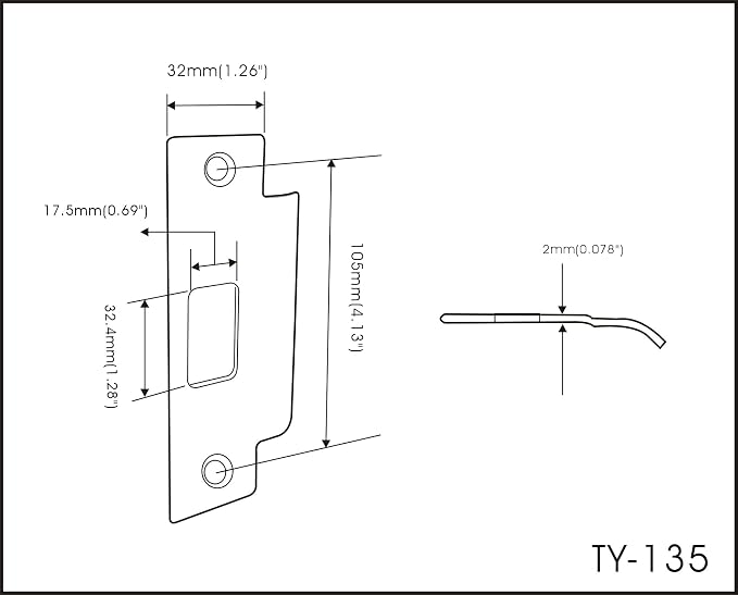 Stainless Steel Extended Replacement Lock Strike Plate, Round Corner, 4-7/8" - Image 2