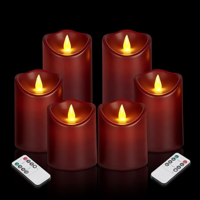 Artmarry Flameless Candles 4" 5" 6" Set of 2/3/6 Outdoor Indoor Pillars Battery by Artmarry