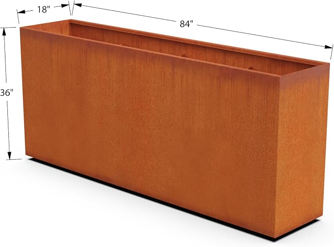 Large Rectangular Planters for Outdoor Plants | 84x18x36 Extra Large Corten - Image 5