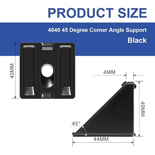 12pcs 4040 45 Degree Inside Corner Angle Support Bracket Black | 40x40 Aluminum - Image 2