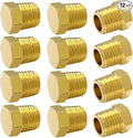 Hooshing 12PCS Brass Pipe Fittings 1/4" NPT Male Outer Hex Head Pipe Plug by Hooshing