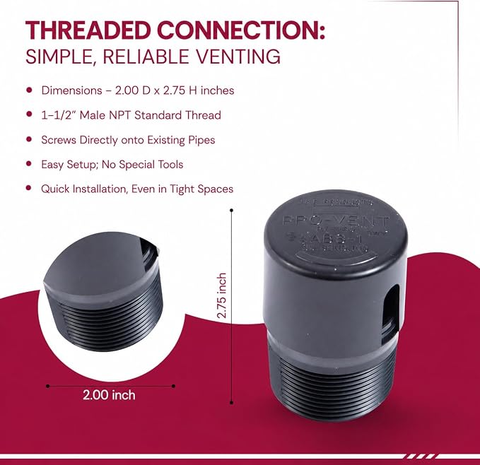 The 1-1/2" Male Threaded ProVent Venting Solution Air Admittance Valve AAV - Image 6