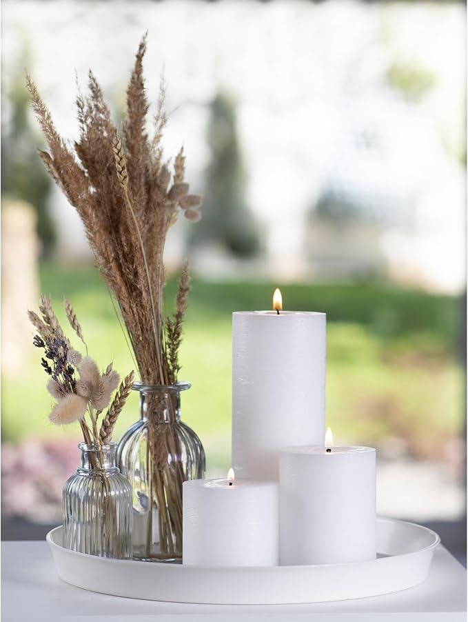 Assorted Pillar Candles Set of 3 – Sizes 3", Rustic Finish - Image 5