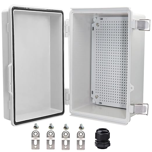 Waterproof Electrical Box, IP67 Junction Box Stainless Steel Latch Hinged Grey by YETLEBOX