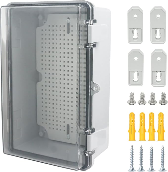 Junction Box, Hinged Grey Clear Cover IP67 Waterproof ABS Project Box by Otdorpatio