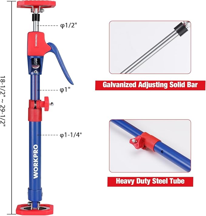 WORKPRO Cabinet Jacks, 18-1/2" to 29-1/2" Adjustable Support Pole, ±65° - Image 2