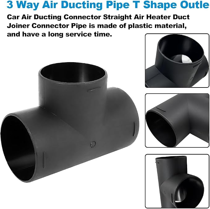 75mm Car Heater Warm 3 Way Air Ducting Pipe, Universal T Shape Outlet Connector - Image 3