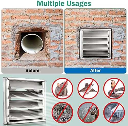5" Louvered Dryer Air Vent Cap for Exterior Wall, Stainless Steel - Image 5
