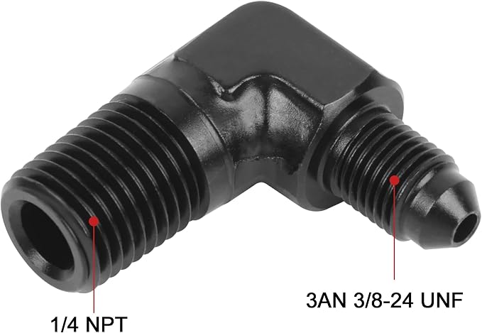 EVIL ENERGY 3AN Male Flare to 1/4" NPT Pipe 90 Degree Fitting Adapter Aluminum - Image 2