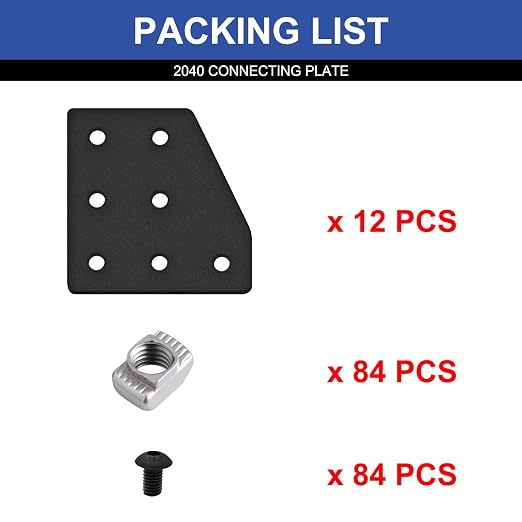 12pcs 2040 Joint Plate Connector Corner L Bracket 7-Hole Black | 2040 V Slot - Image 3