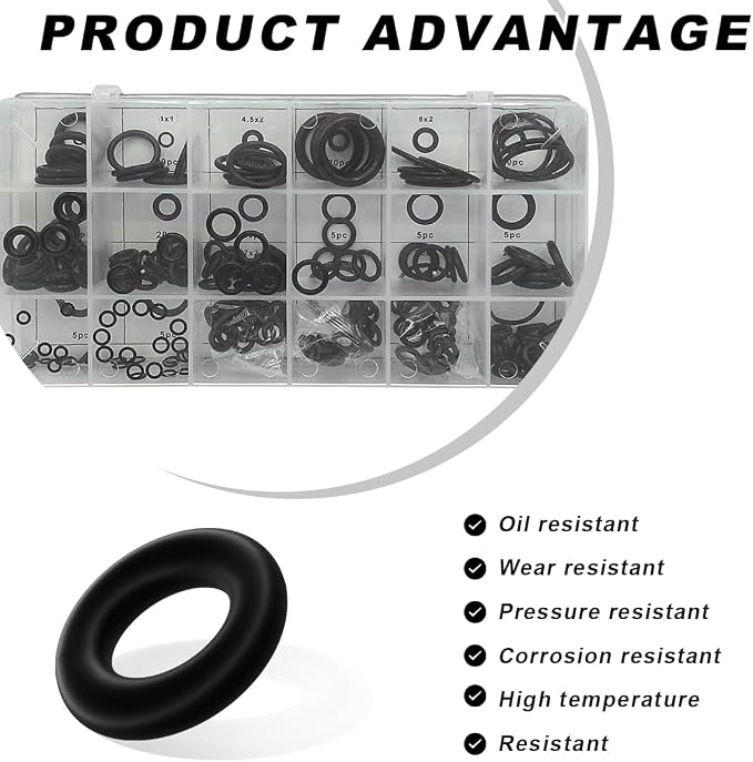 225PCS O-Ring Assortment Kit, 18 Sizes Heat & Oil Resistant Sealing Gaskets - Image 3