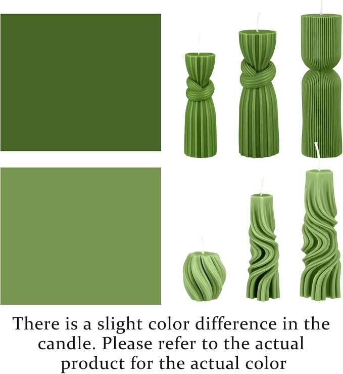 Threlaco 6 Pcs Ribbed Pillar Candles, 2.36-6.89 Inch Heights, Modern Spiral - Image 3