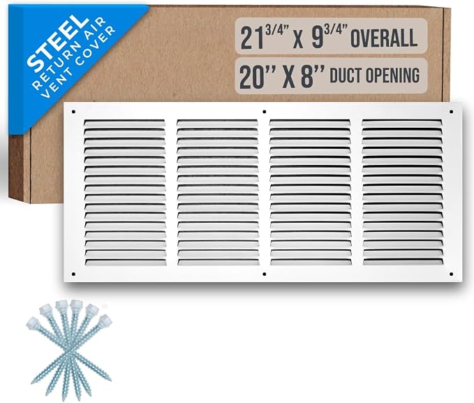 Fits 20x8 Duct Opening | Steel Return Air Grille by Handua | Vent Cover Grill by Handua