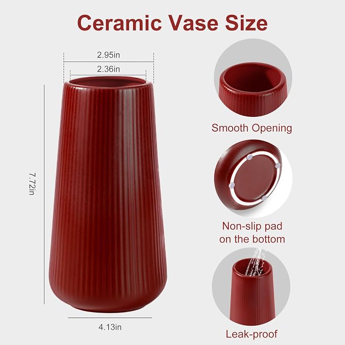Ceramic Vase, GUKJOB Small Cute Flower Vase - Image 6