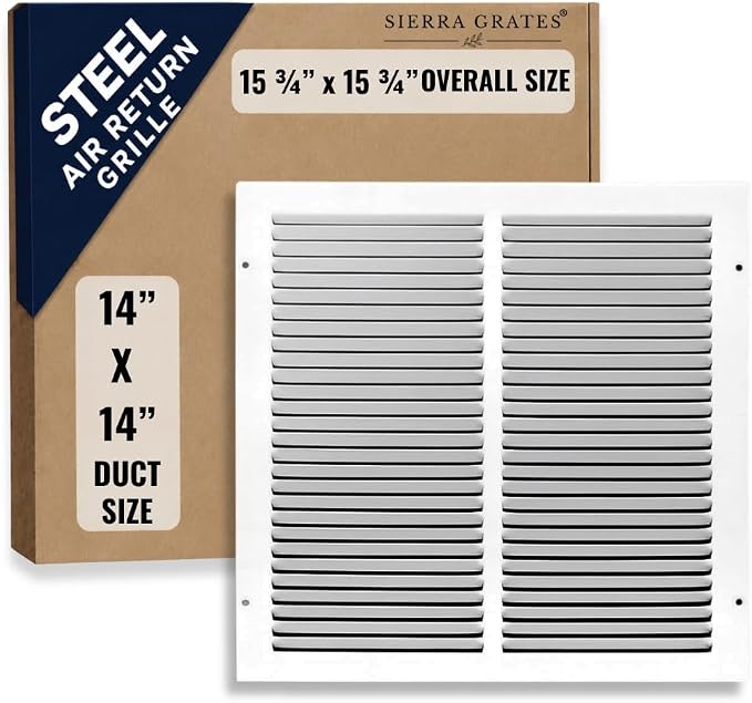 14x14 Air Return Vent Cover, Solid Steel White, 4 Pack - Image 2