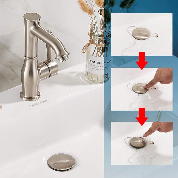 REGALMIX Bathroom Sink Drain Stopper Without Overflow, Pop Up Drain - Image 5