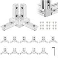12pcs 4040 Hardware 3-Way Angel Bracket Corner Connector Silver | by SeekLiny