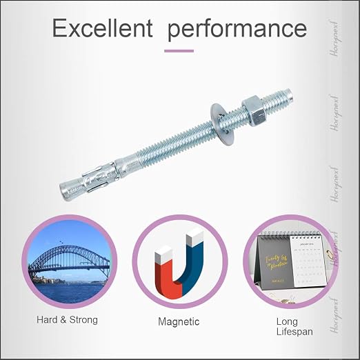 1/2 Concrete Anchors, Wedge Anchors Bolts, 30-Pc | Zinc-plated carbon steel - Image 3