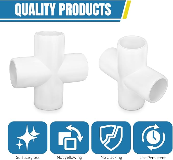 12 Pack 3/4 Inch 4 way Cross PVC Fittings Furniture Grade Elbow Fittings - Image 5